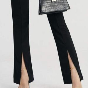 Solid Split Hem Pants Black